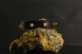 Simply Breakaway Champagne Crystal Spike Collar - Black with Brown Lining & Black Stitching